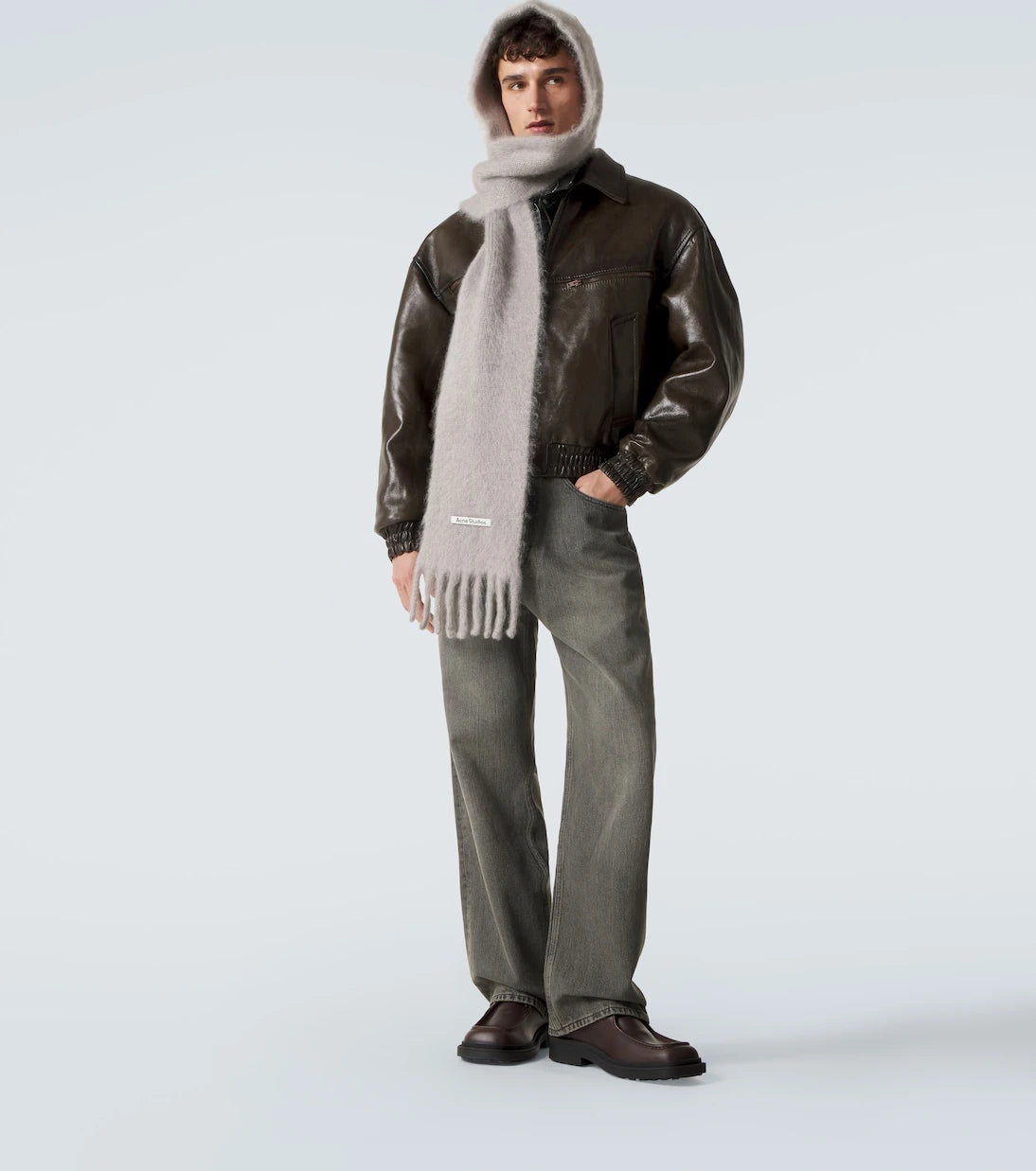 Acne Studios - وشاح موهير وصوف بغطاء للرأس