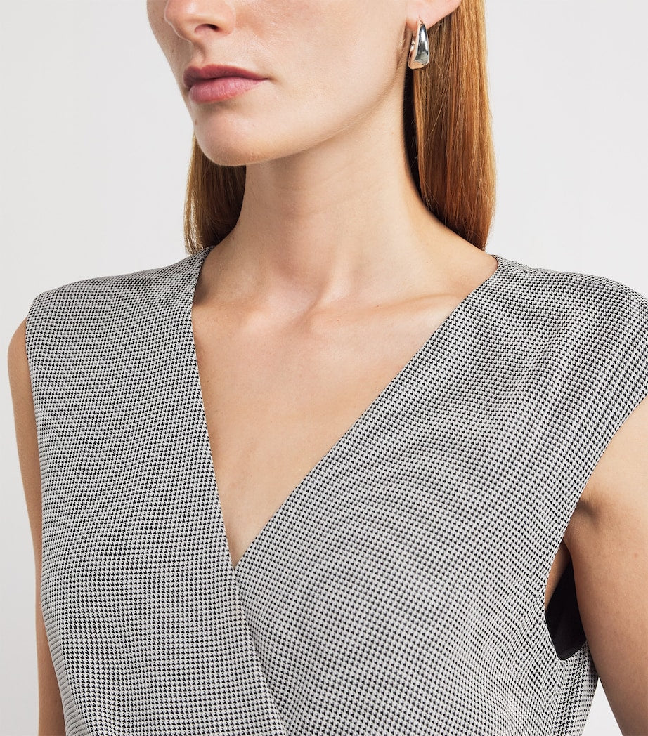 Lafayette 148 Black Houndstooth Handkerchief Midi Dress