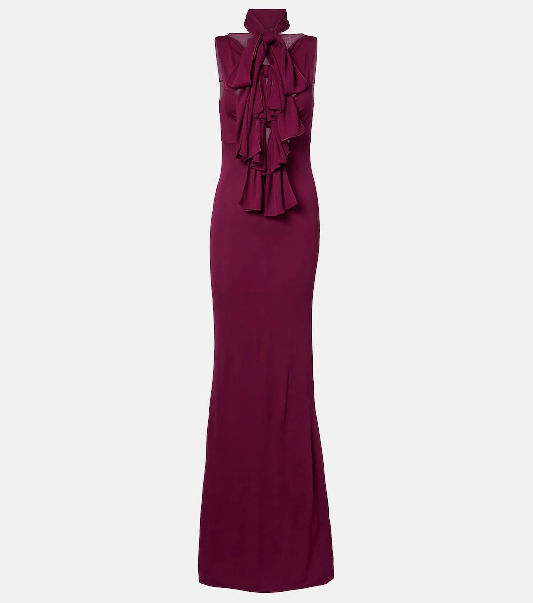Alaïa - Bow-detail halterneck jersey gown
