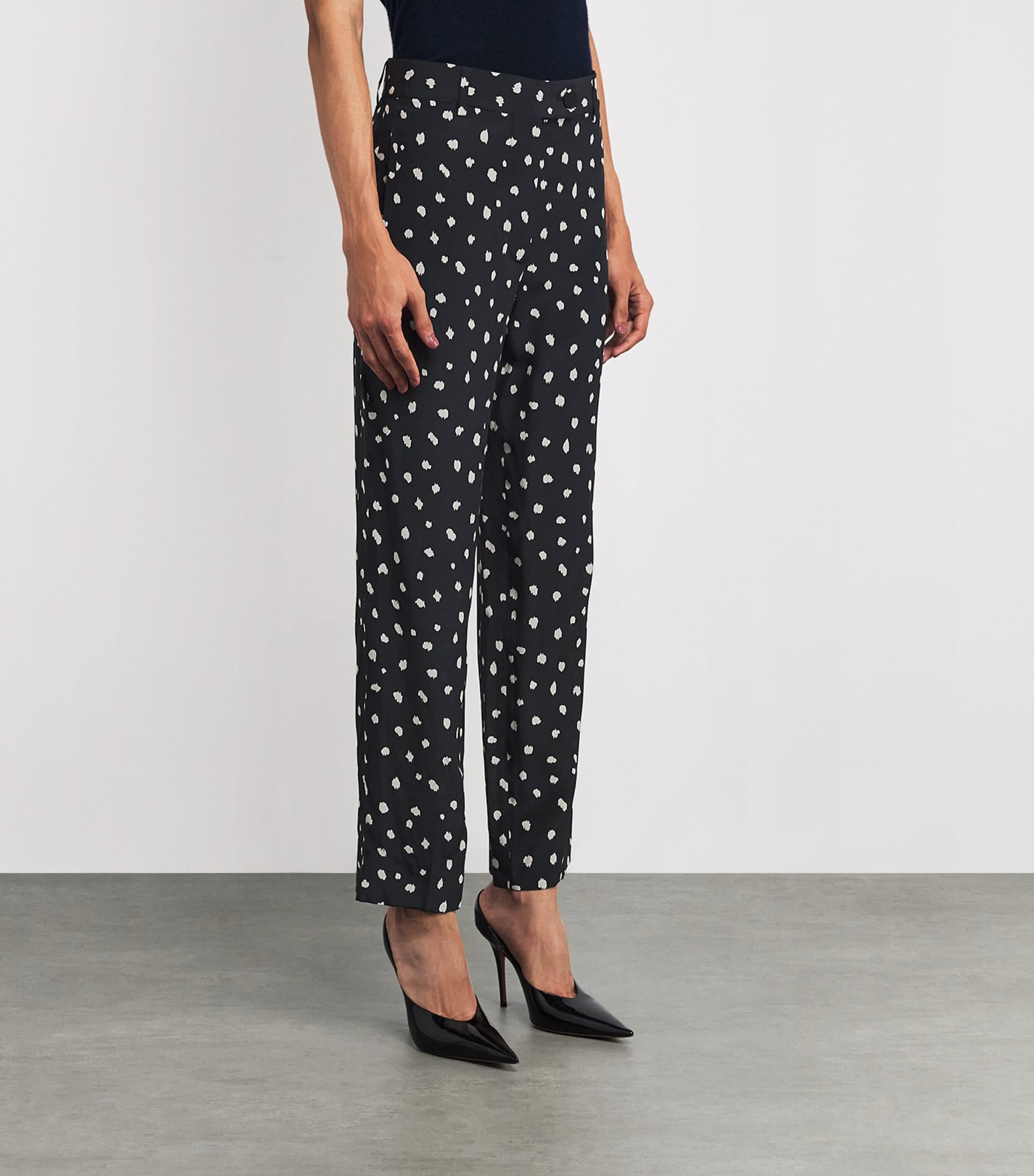 Blazé Milano Navy Silk Polka-Dot Mariquita Straight Trousers