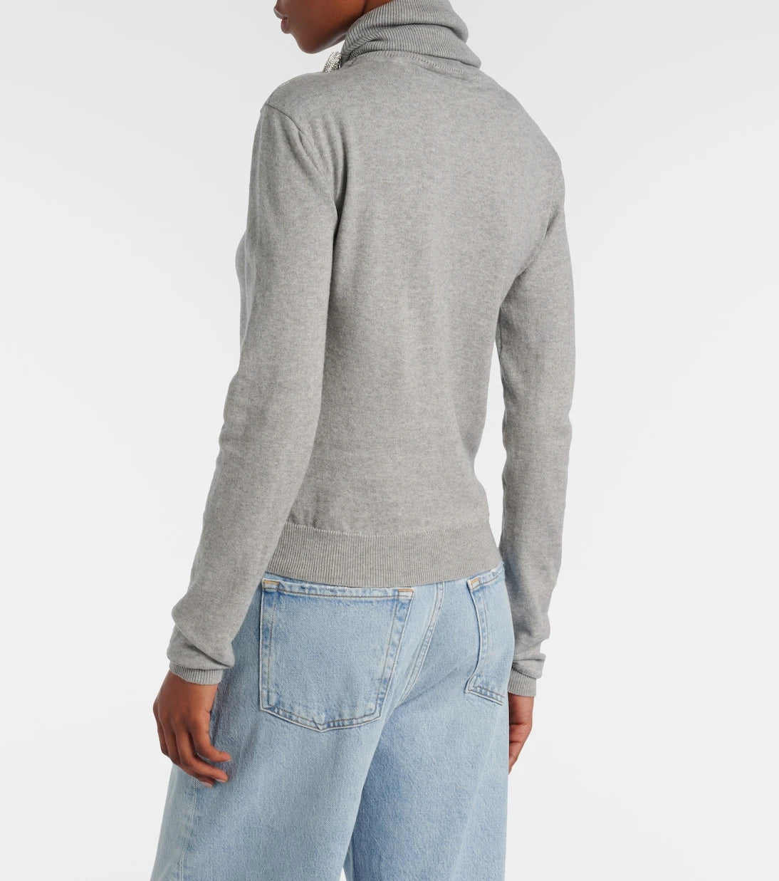 Area - Embellished cotton and cashmere turtleneck sweater