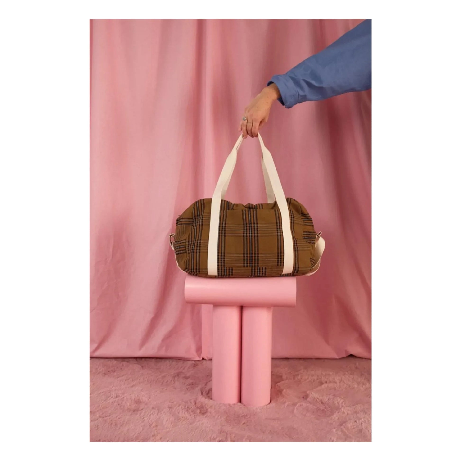 Rose in April - Raphaël Tartan diaper bag | Brown