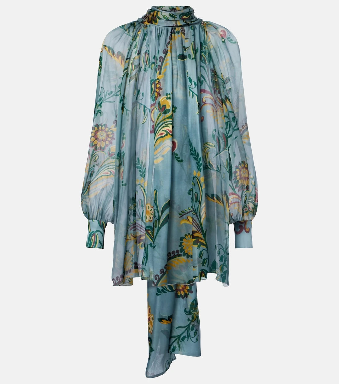 Etro - Printed ruched silk top