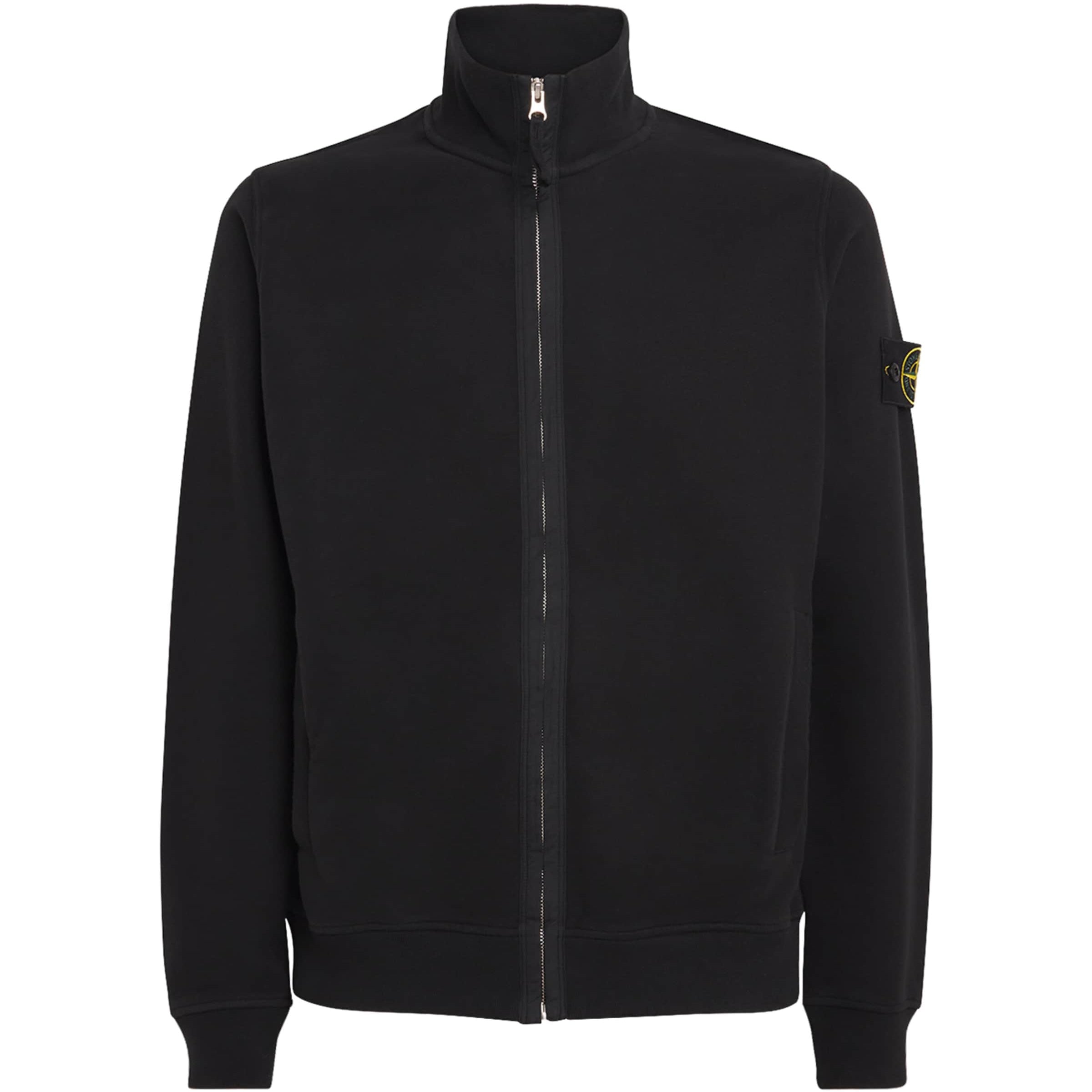 Stone Island Black Cotton Zip-Up Sweatshirt