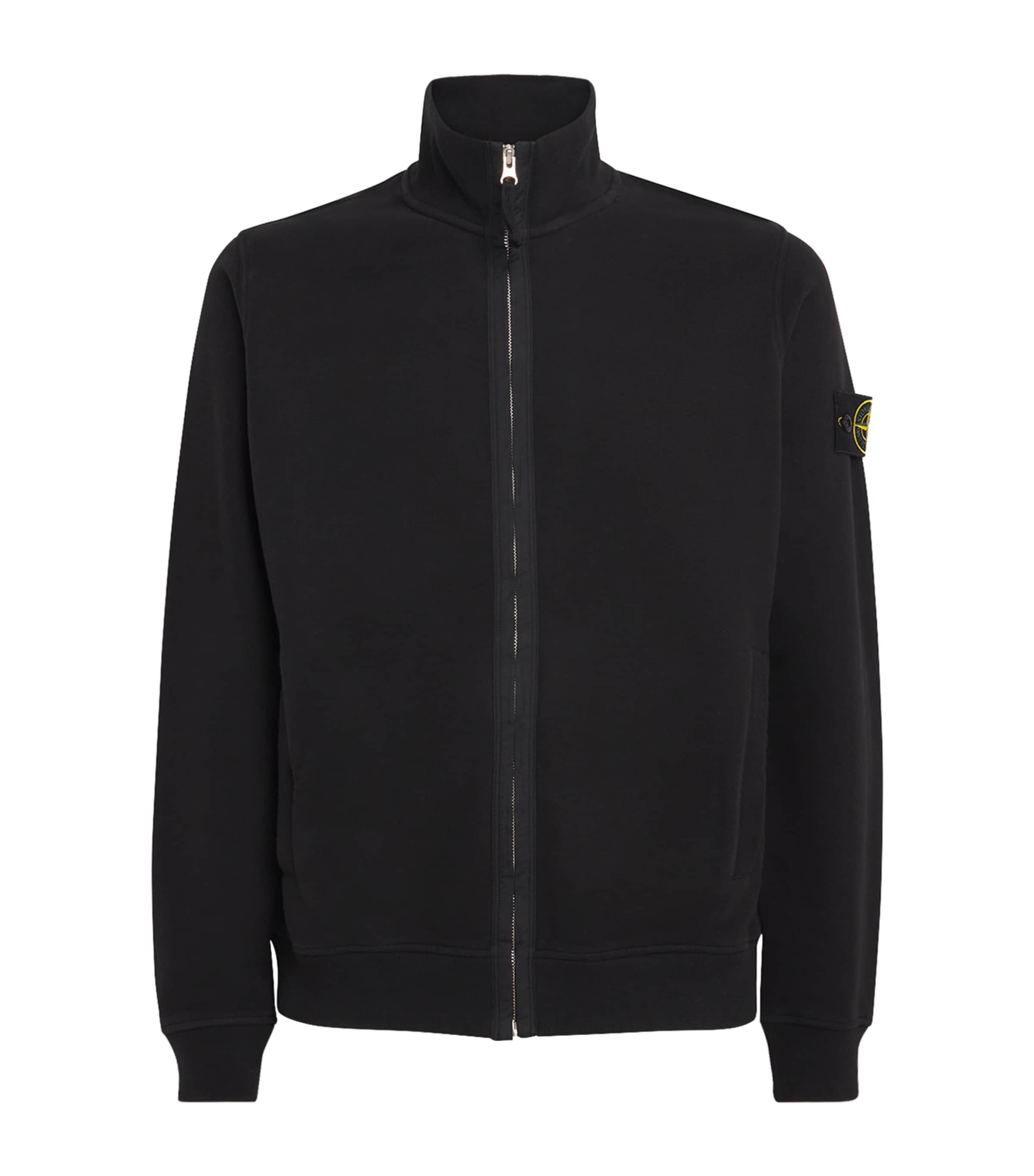Stone Island Black Cotton Zip-Up Sweatshirt