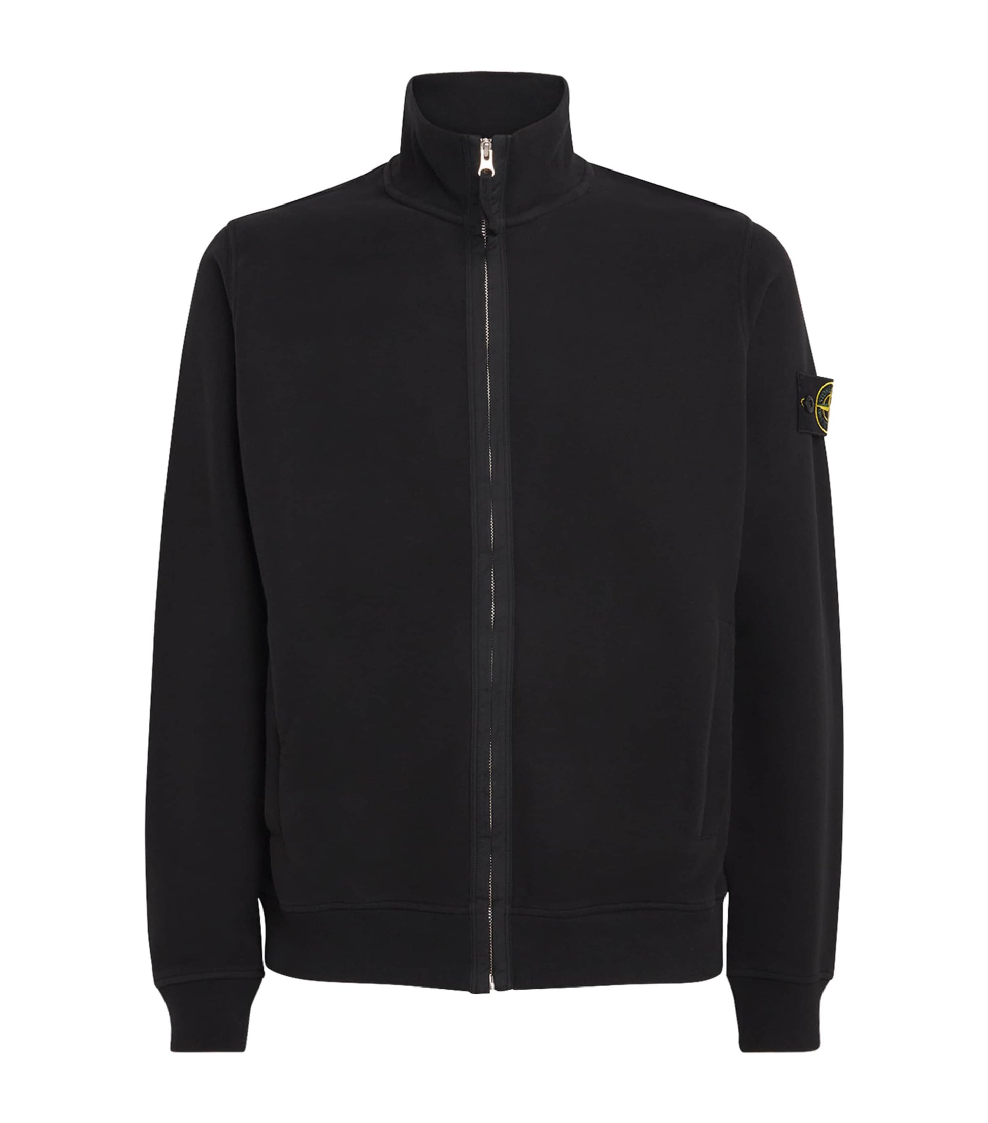 Stone Island Black Cotton Zip-Up Sweatshirt