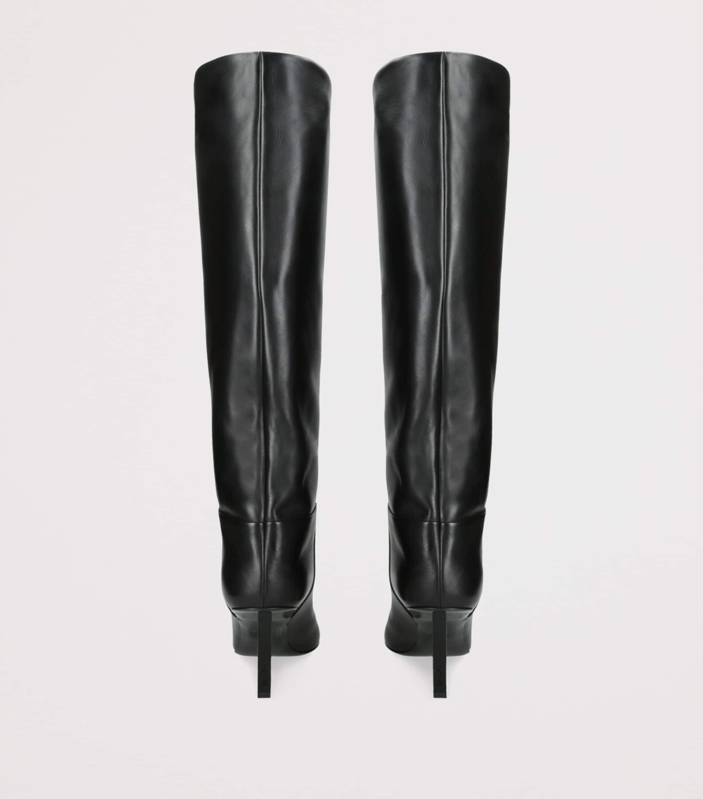 Versace Black Leather V-Heel Knee-High Boots 85