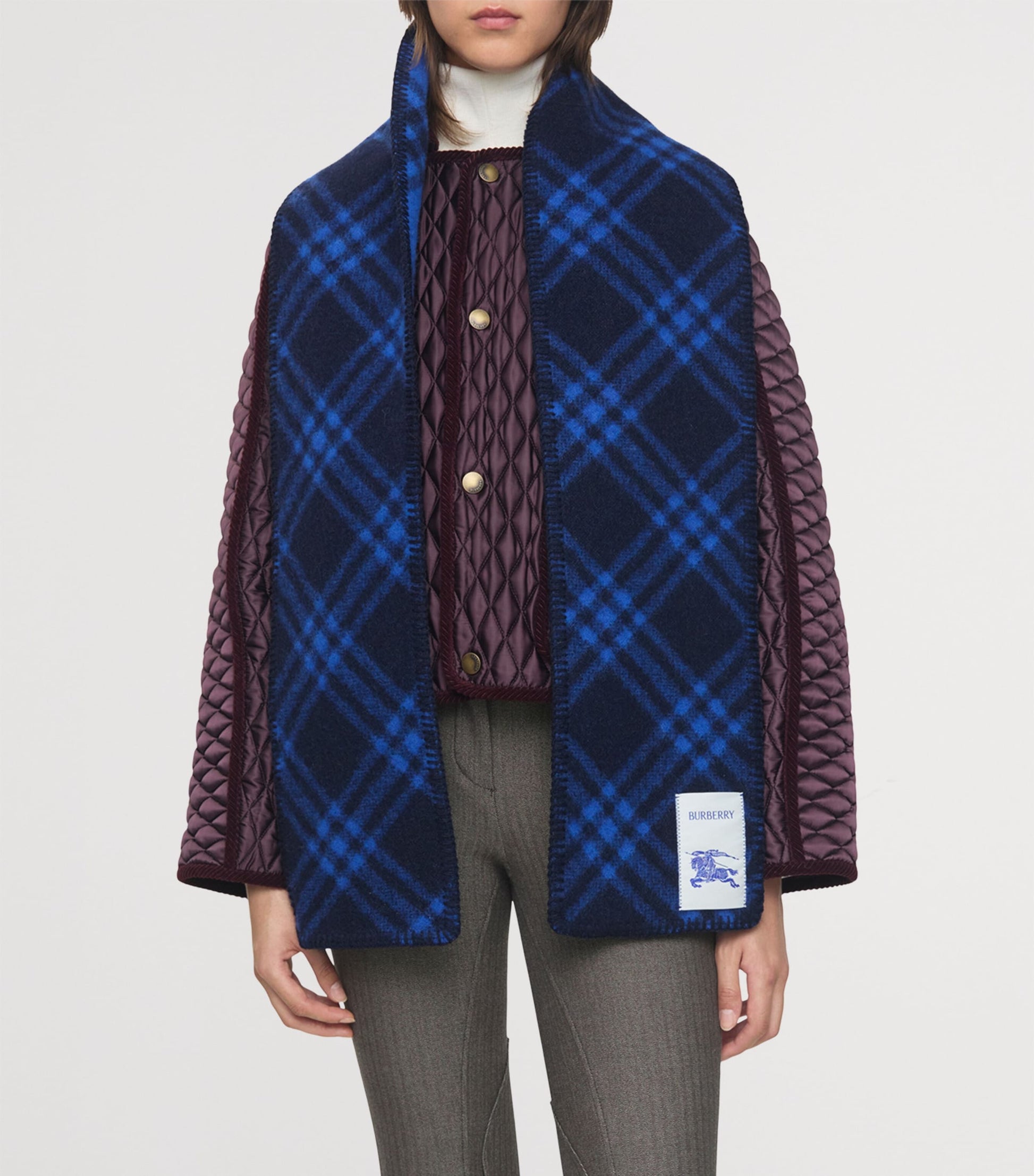 Burberry Narrow Wool Check Scarf