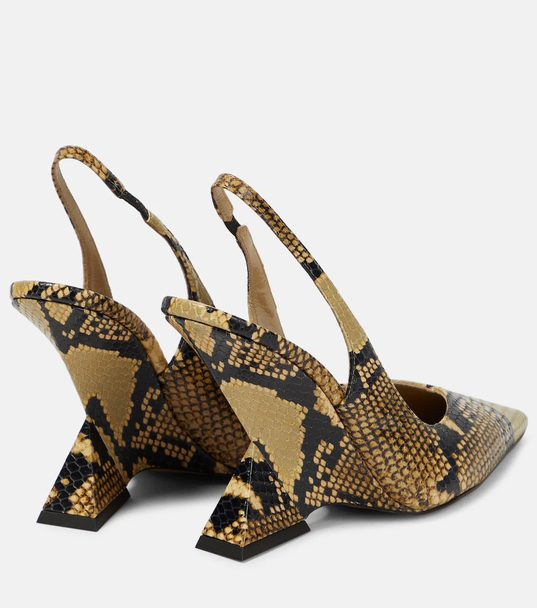 The Attico - Cheope snake-effect leather slingback pumps