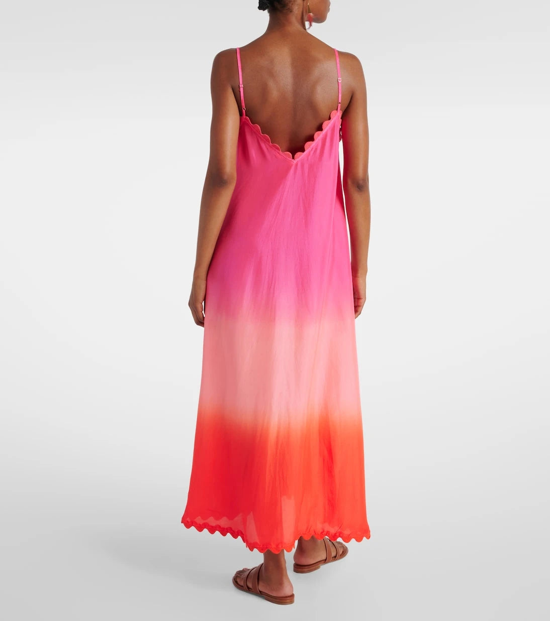 Juliet Dunn - Scalloped silk slip dress
