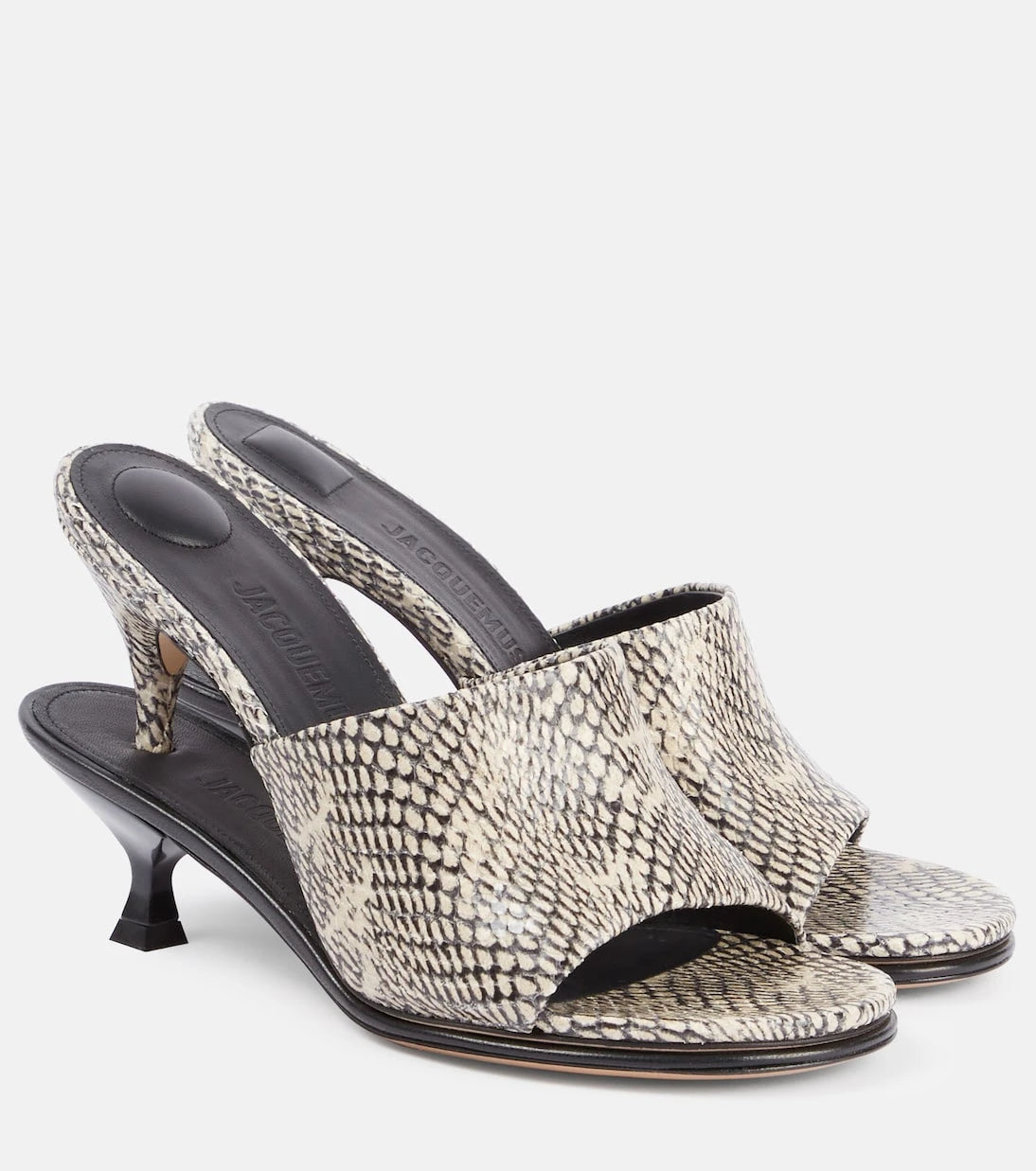 Jacquemus - Doubles snake-effect leather mules