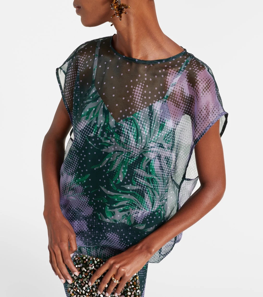 Dries Van Noten - Printed silk organza top