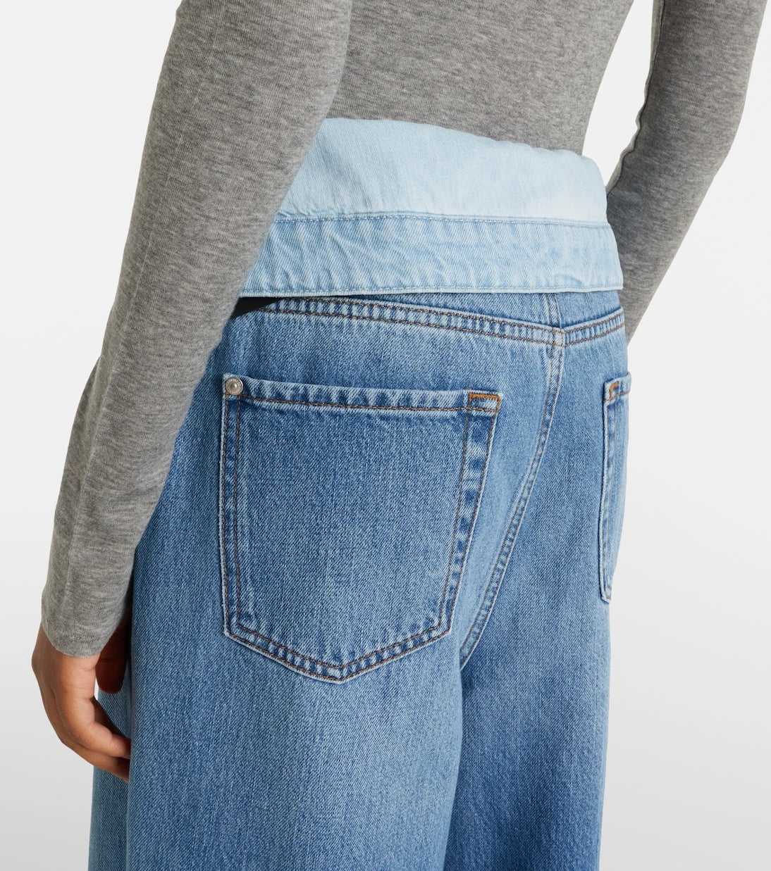 7 For All Mankind - بنطلون جينز واسع الساقين بطبقتين واسع