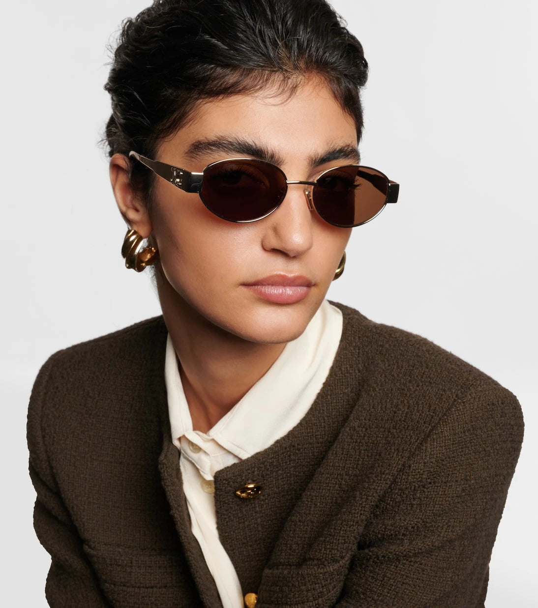 Celine Eyewear - Triomphe Metal 01 oval sunglasses