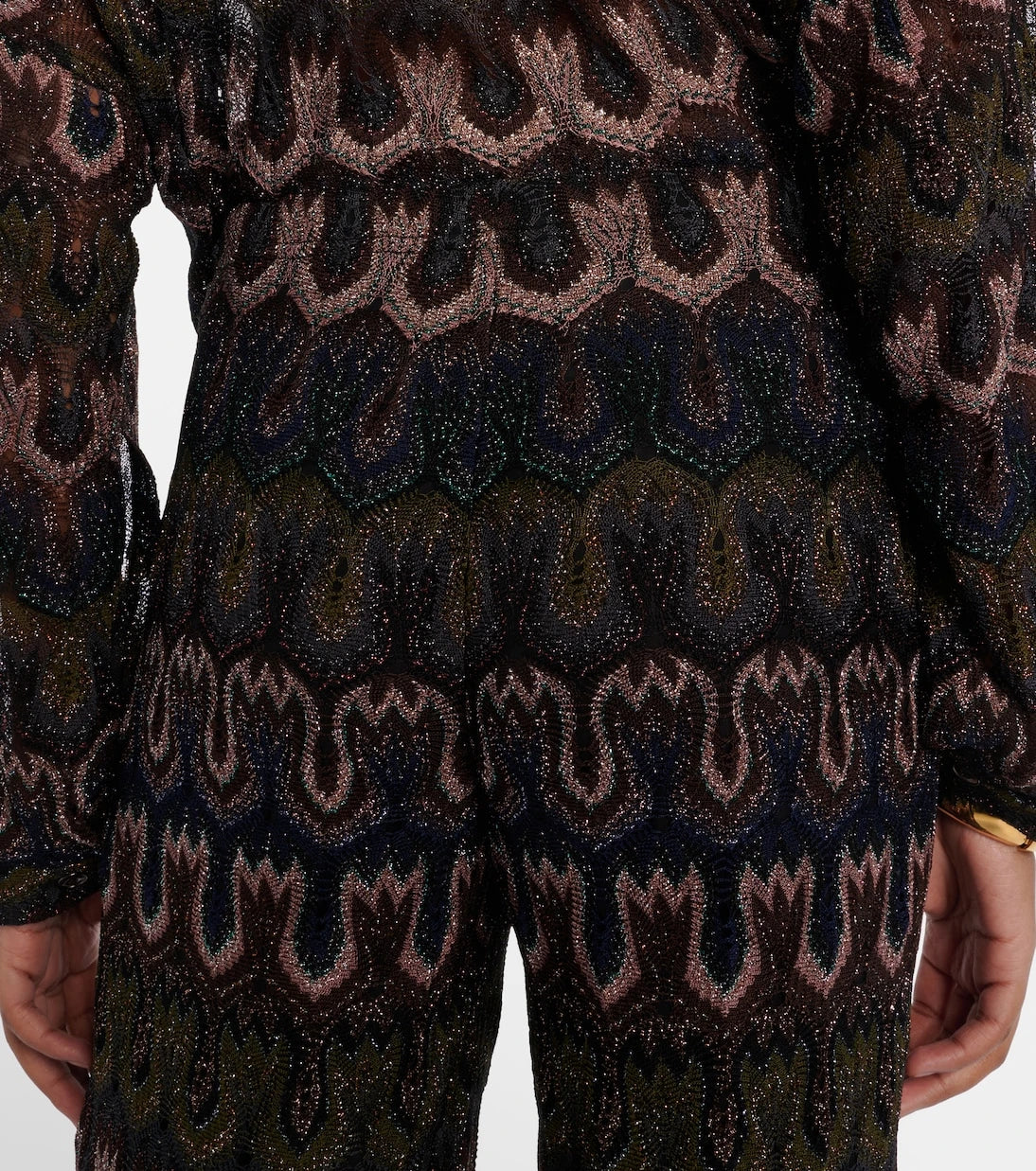 Missoni - Intarsia lamé flared pants