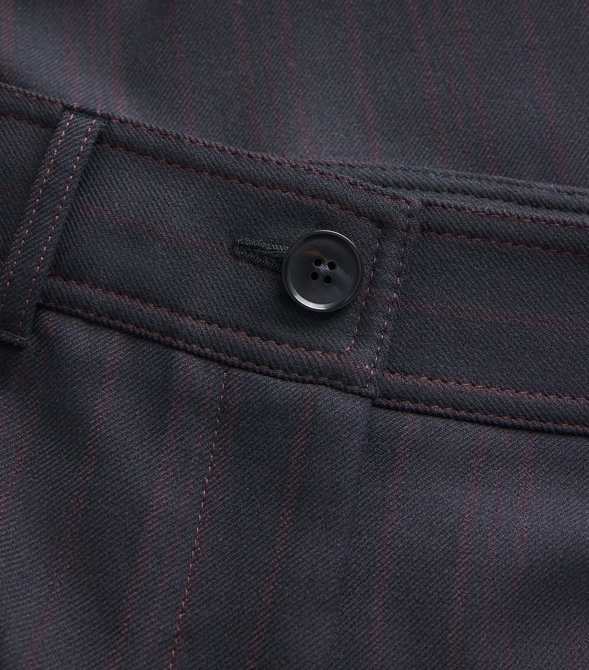 Navy Pinstripe Barrel-Leg Trousers