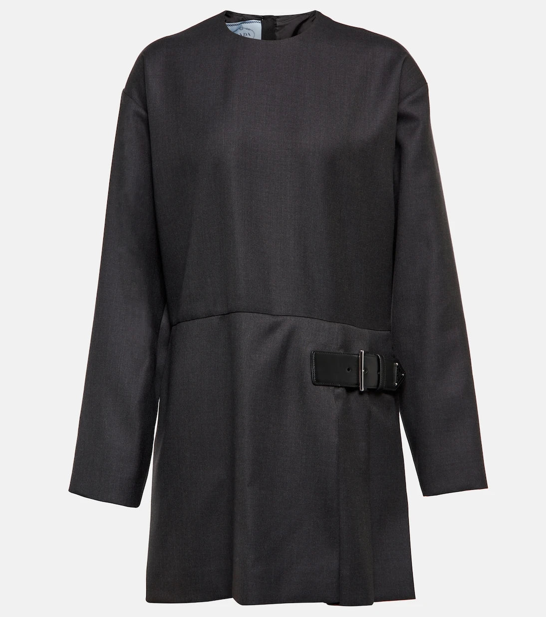 Prada - Buckled wool crêpe minidress