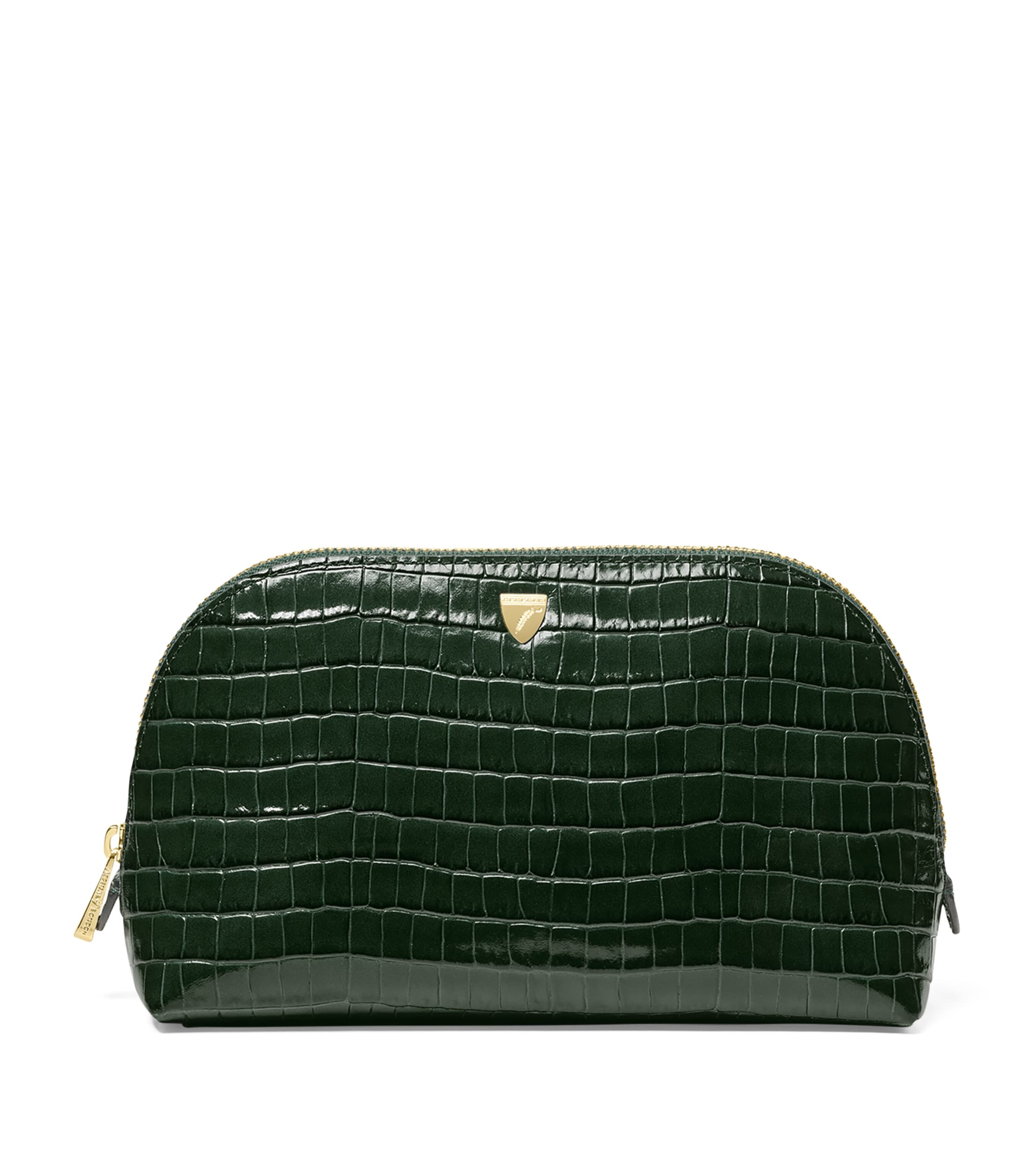 Small Leather Croc-Embossed Cosmetic Case