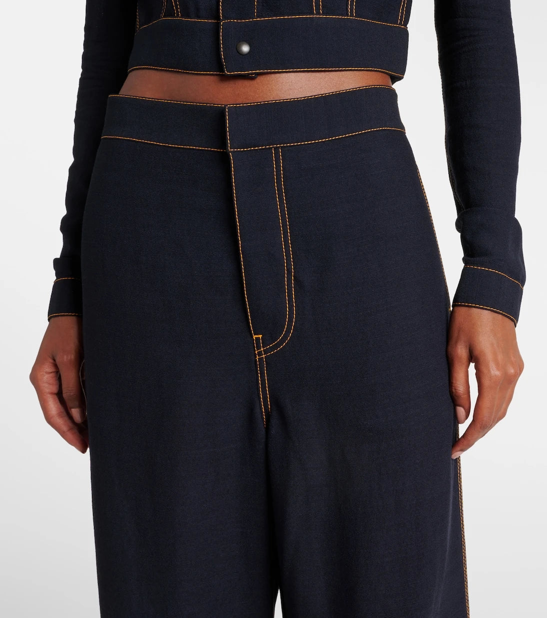 Alaïa - Tailored wool-blend georgette wide-leg pants