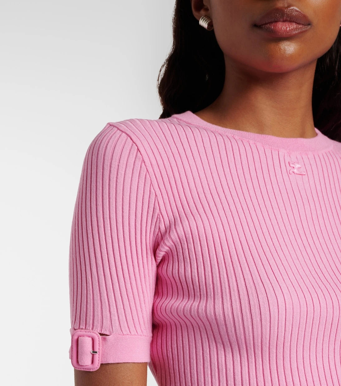 Courrèges - Logo ribbed-knit crop top
