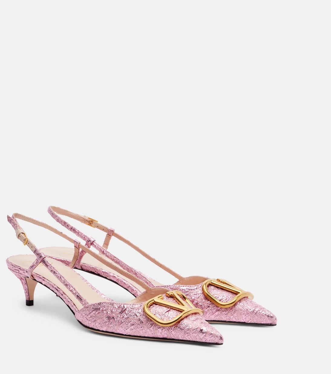 Valentino Garavani - VLogo cloqué jacquard slingback pumps