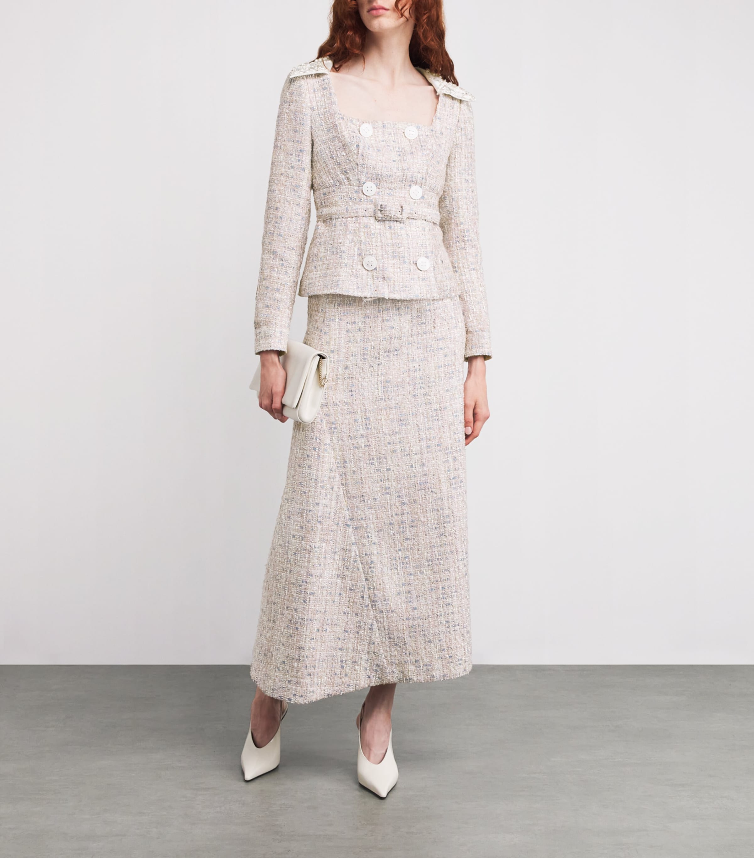 Pink Tweed Embellished Goldie Jacket