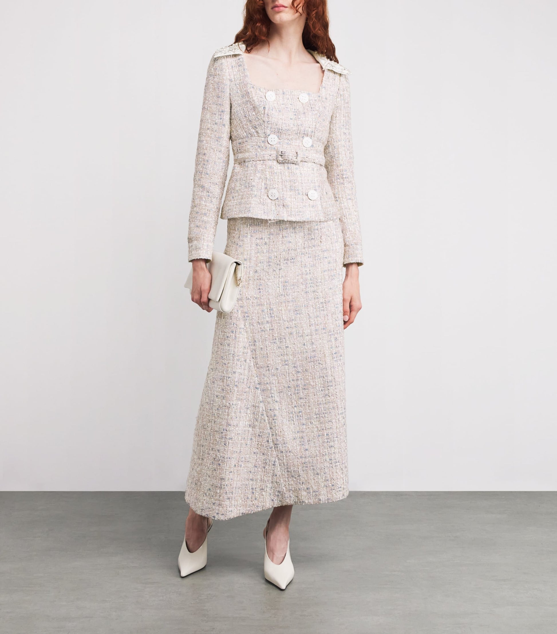 Pink Tweed Embellished Goldie Jacket