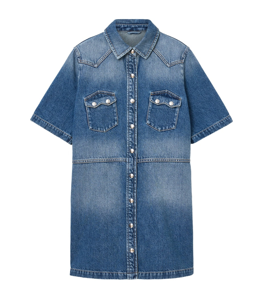 AllSaints Blue Organic Denim Rock Mini Shirt Dress