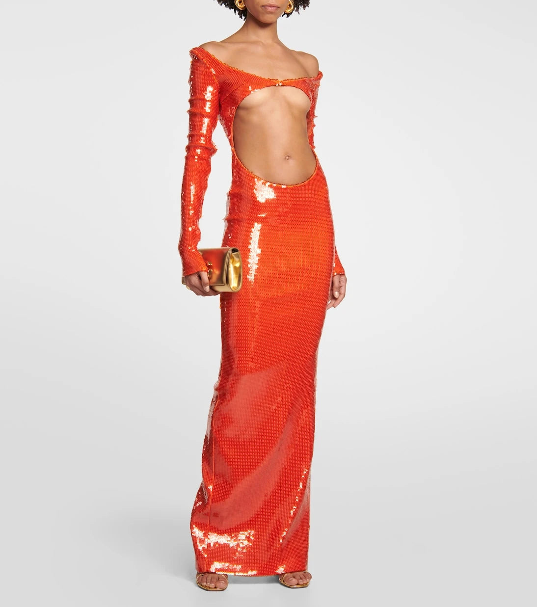 LaQuan Smith - Sequined cutout off-shoulder gown