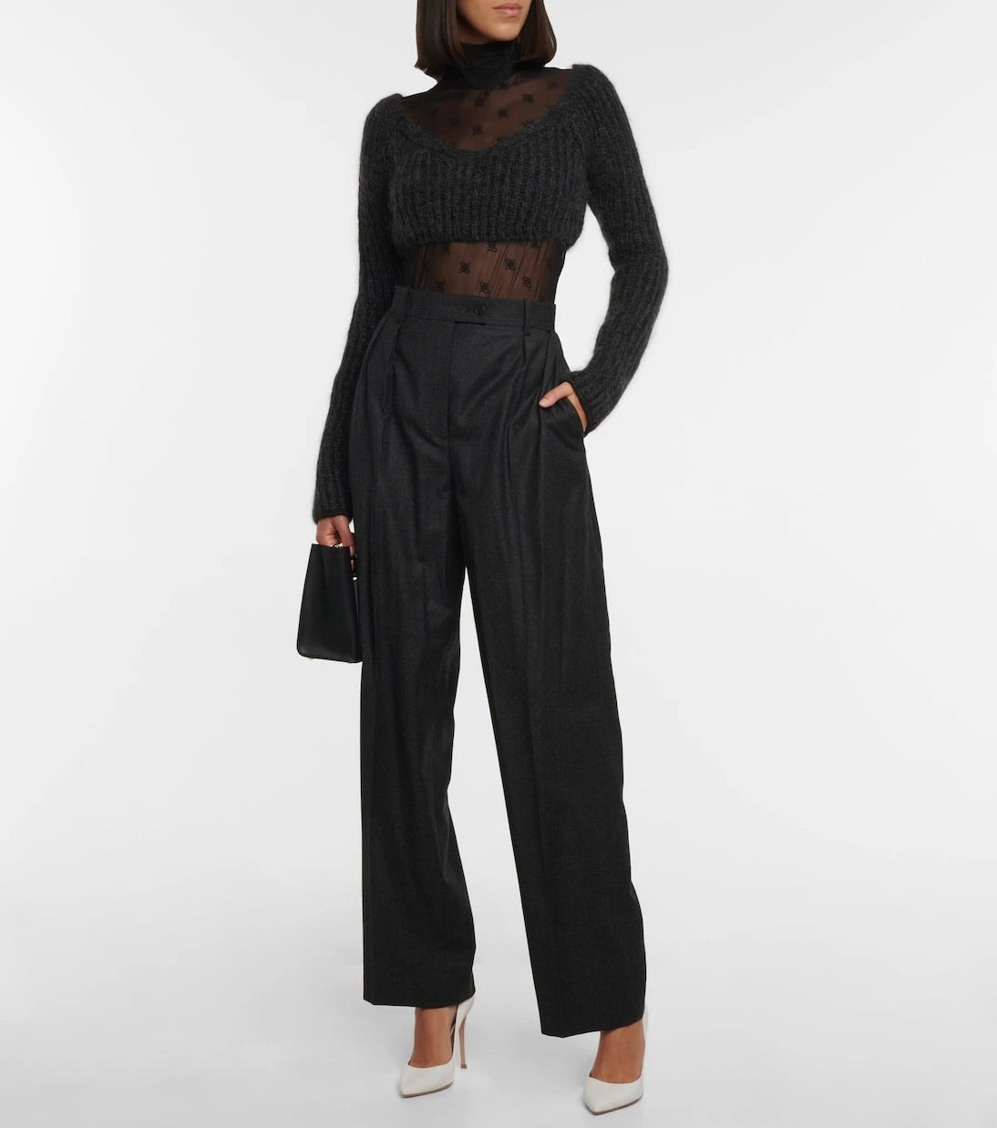 Fendi - Off-shoulder mohair-blend sweater