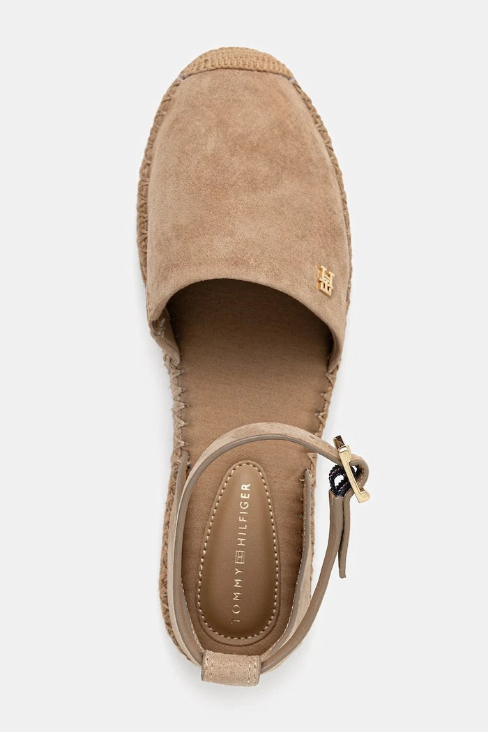 Tommy Hilfiger platform espadril kadın süet ayakkabı TH PLATFORM ESPAD SUEDE STRAP
