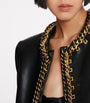 Balmain Black Leather Chain-Detail Jacket