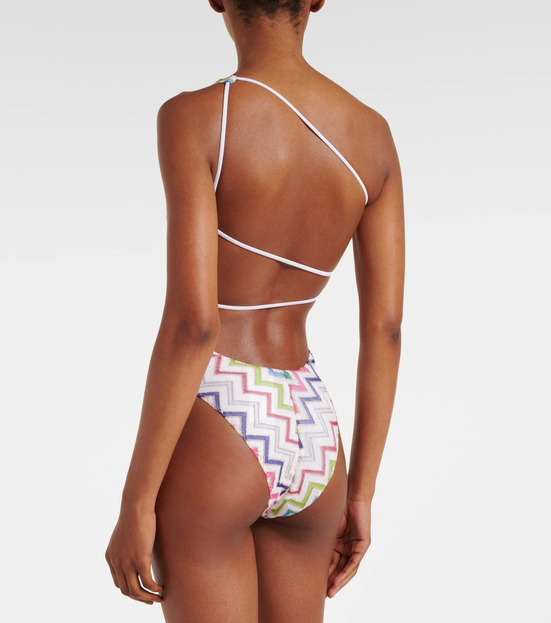 Missoni - Zigzag one-shoulder lamé swimsuit