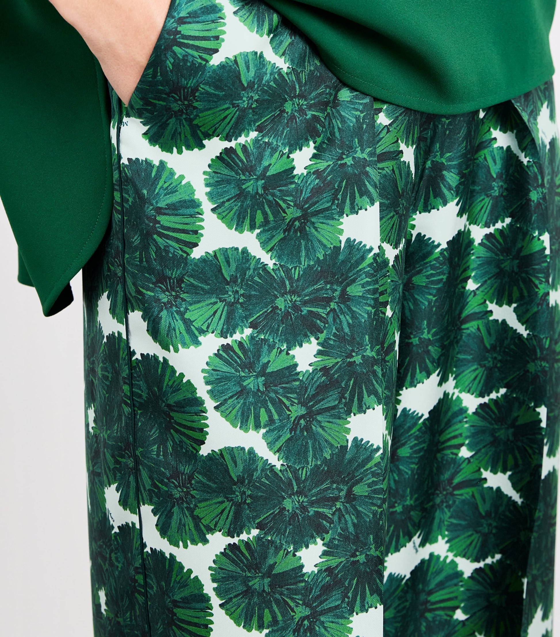 Max Mara Green Silk Printed Trousers