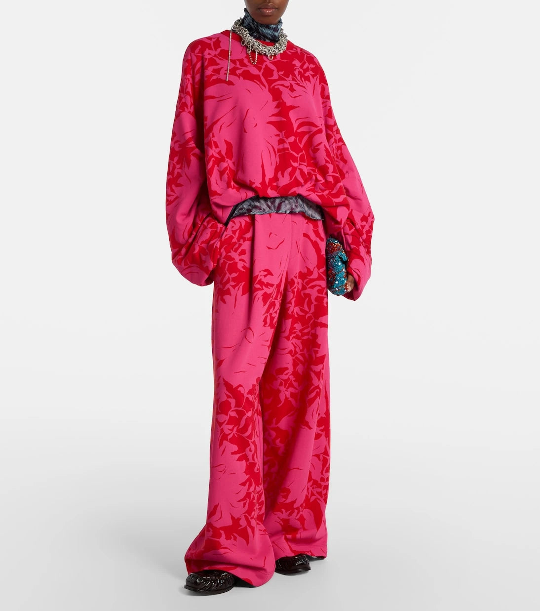 Dries Van Noten - Draped floral cotton jersey sweatshirt