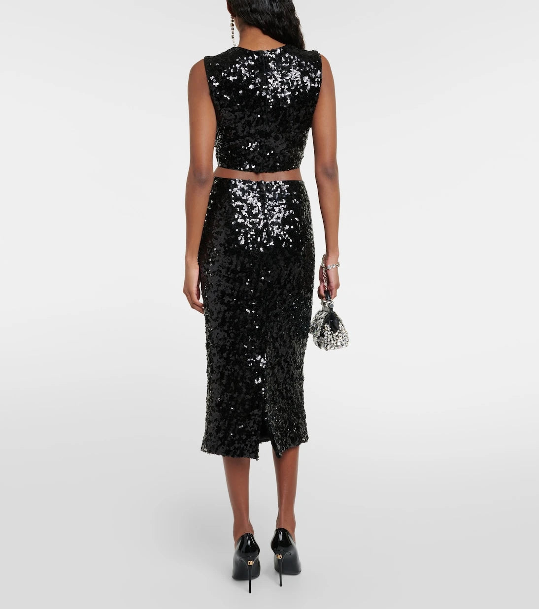 Dolce&Gabbana - توب قصير مزين بالترتر