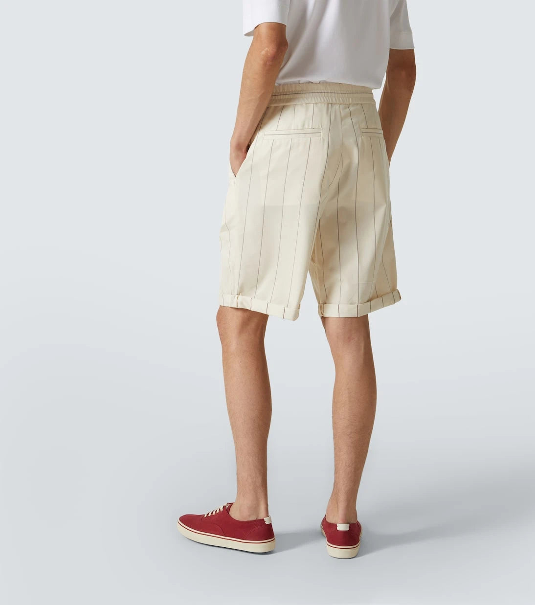 Brunello Cucinelli - Striped wool and cotton Bermuda shorts