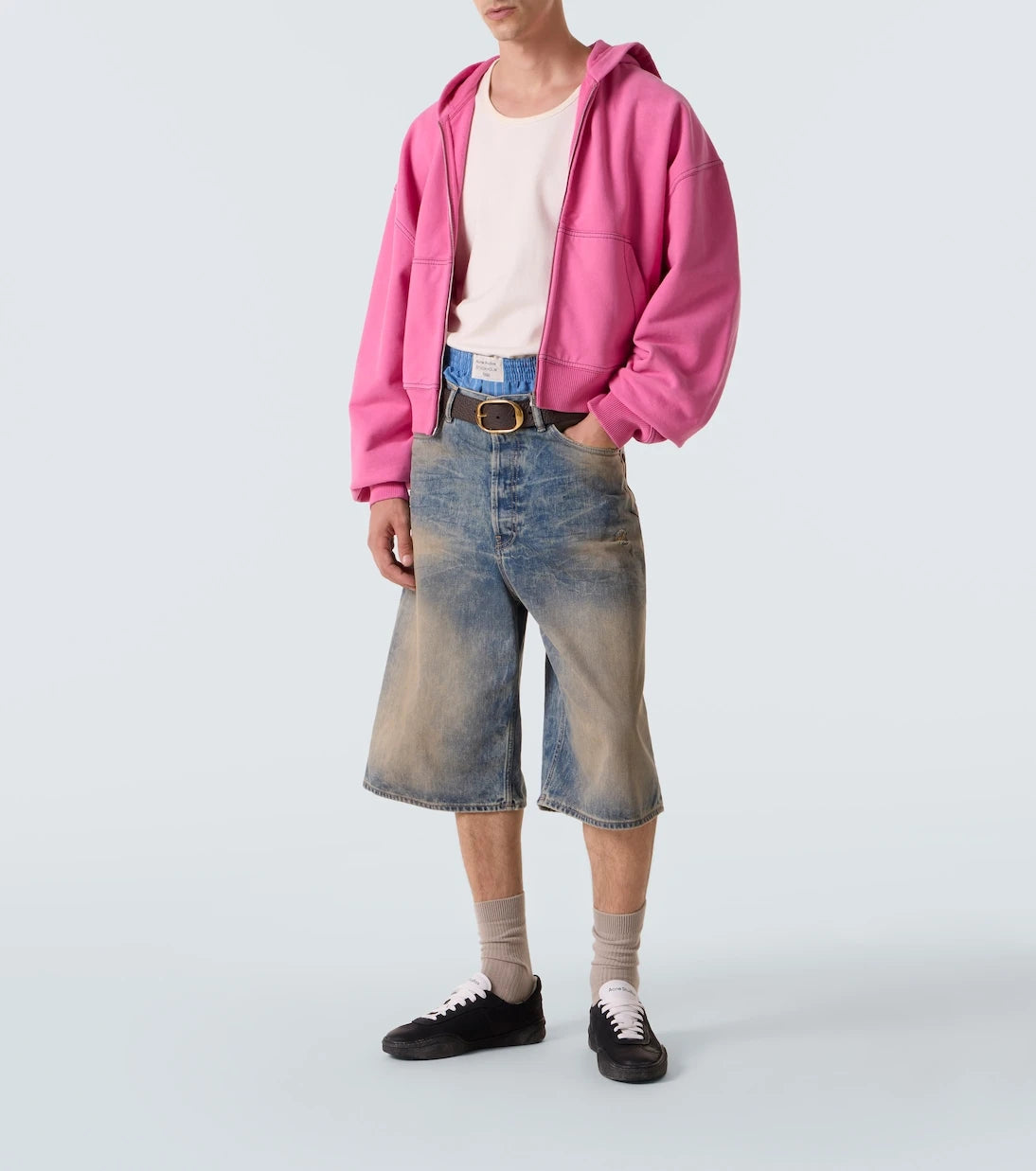 Acne Studios - سترة بغطاء رأس من الصوف القطني المطرز بسحاب
