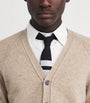Beige Wool 4-Bar Stripe Cardigan