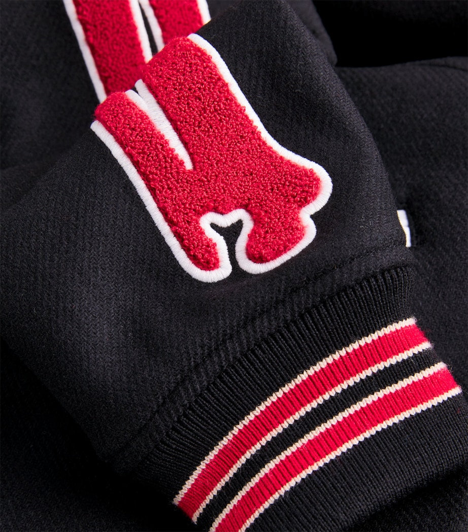 AMIRI Black Wool-Blend Bones Varsity Jacket