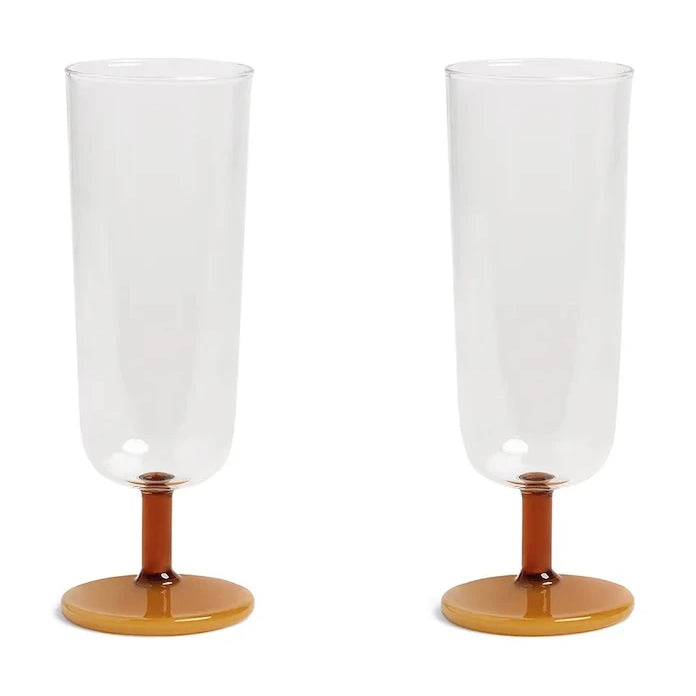 &k amsterdam Mingle Amber 250 ml Şampanya Kadehi Seti (2 Parça)