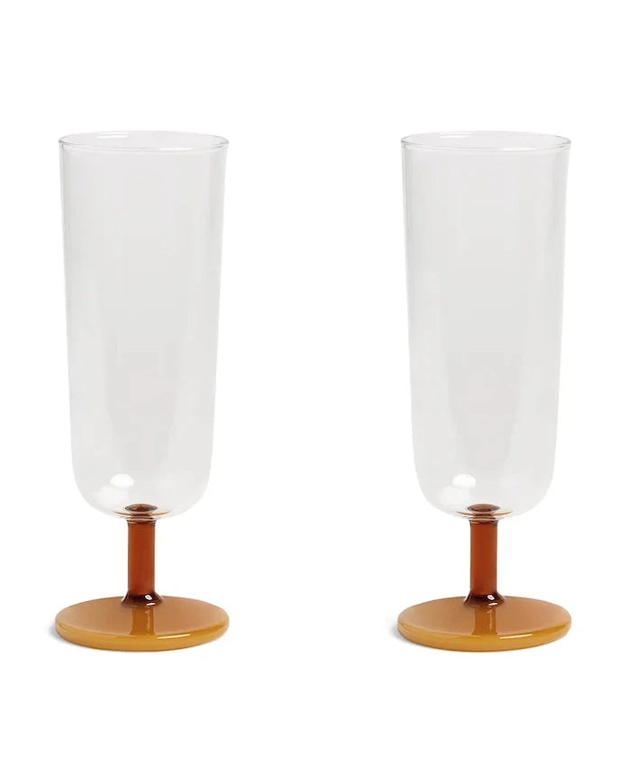 &k amsterdam Mingle Amber 250 ml Şampanya Kadehi Seti (2 Parça)