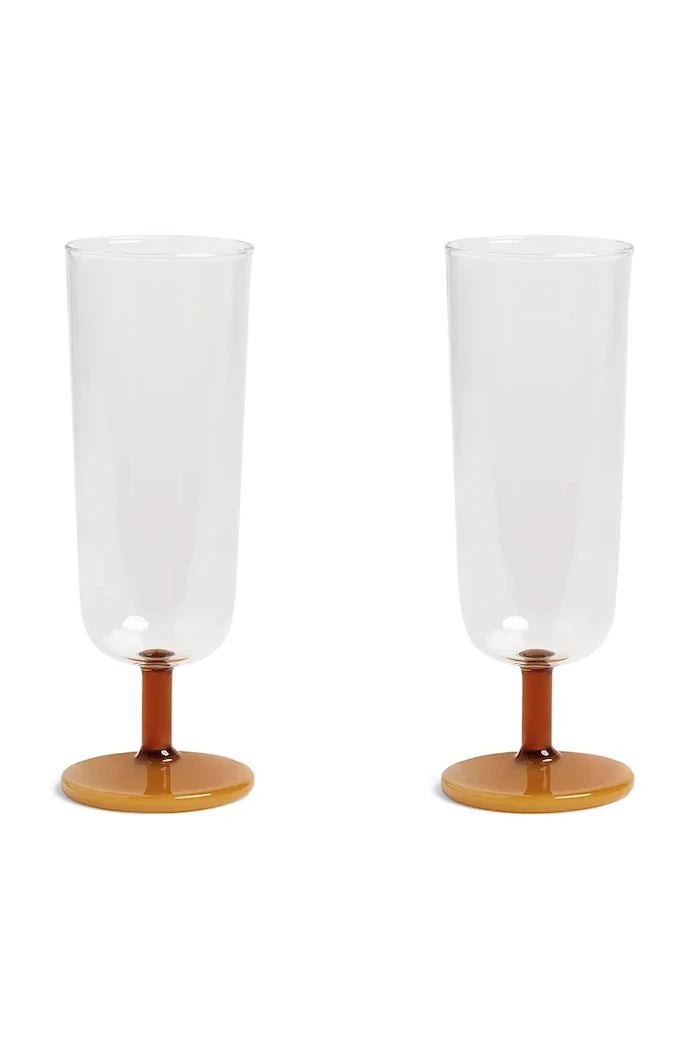 &k amsterdam Mingle Amber 250 ml Şampanya Kadehi Seti (2 Parça)