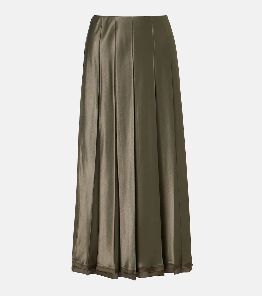 Vince - Pleated satin midi skirt