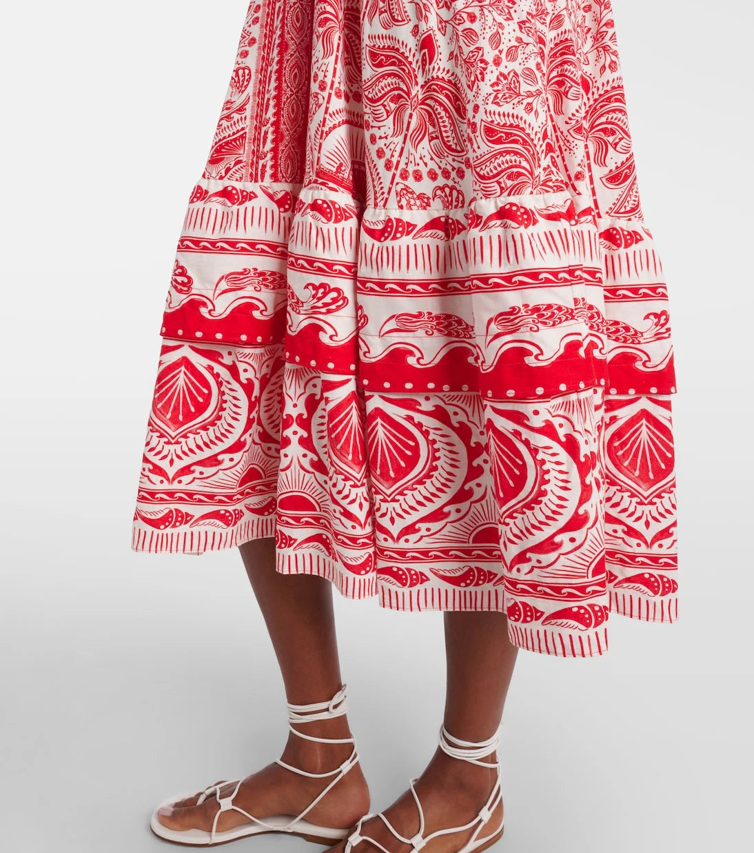 Farm Rio - River Ride linen-blend bustier dress