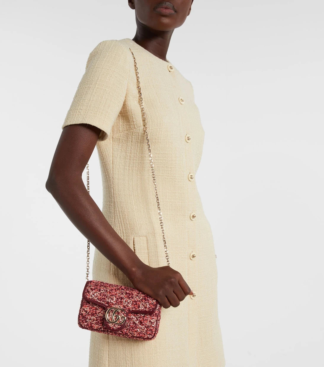 Gucci - GG Marmont Mini tweed shoulder bag