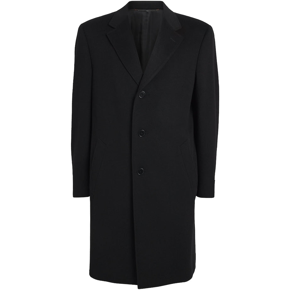 Canali Black Wool-Cashmere Overcoat