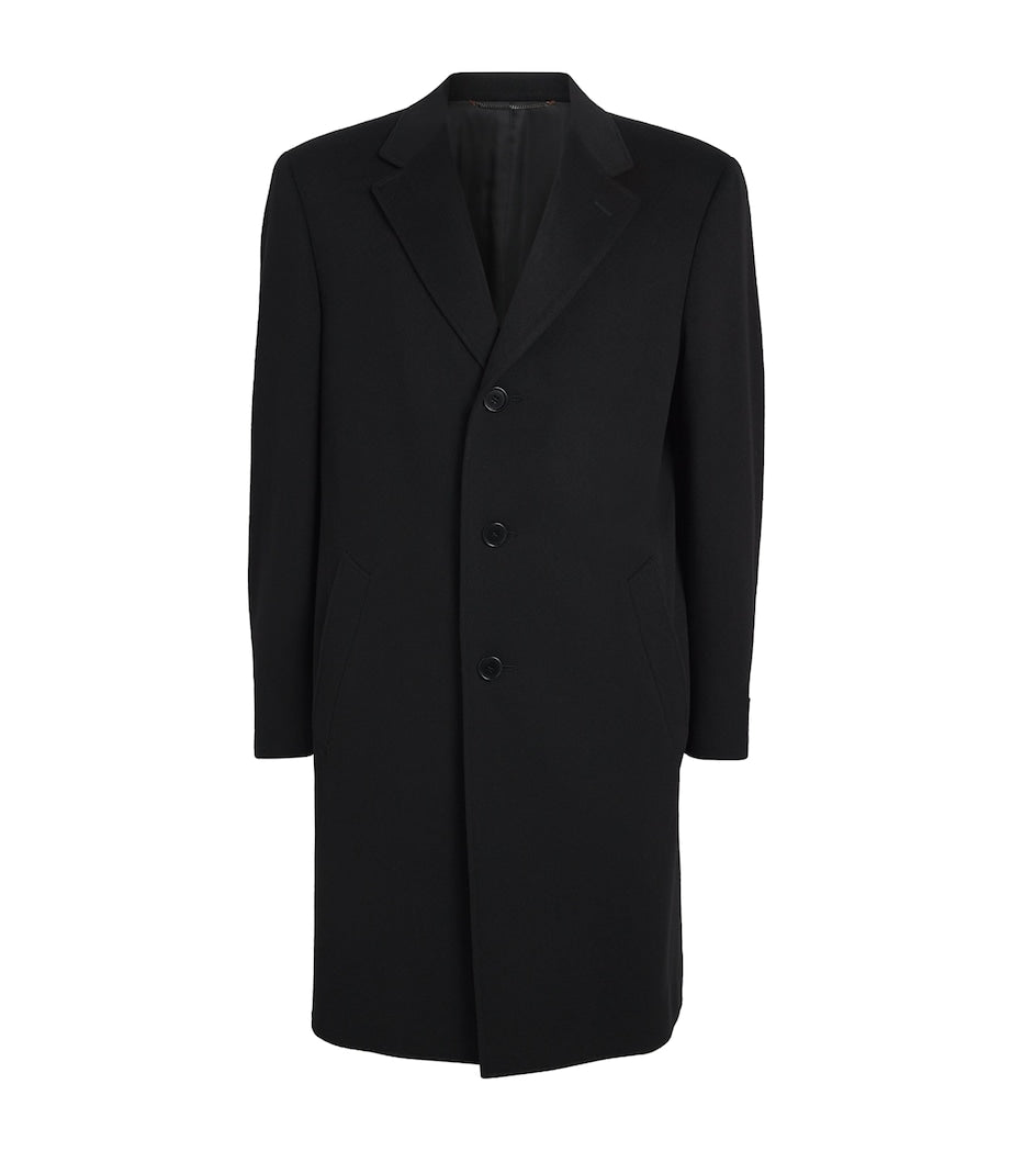 Canali Black Wool-Cashmere Overcoat
