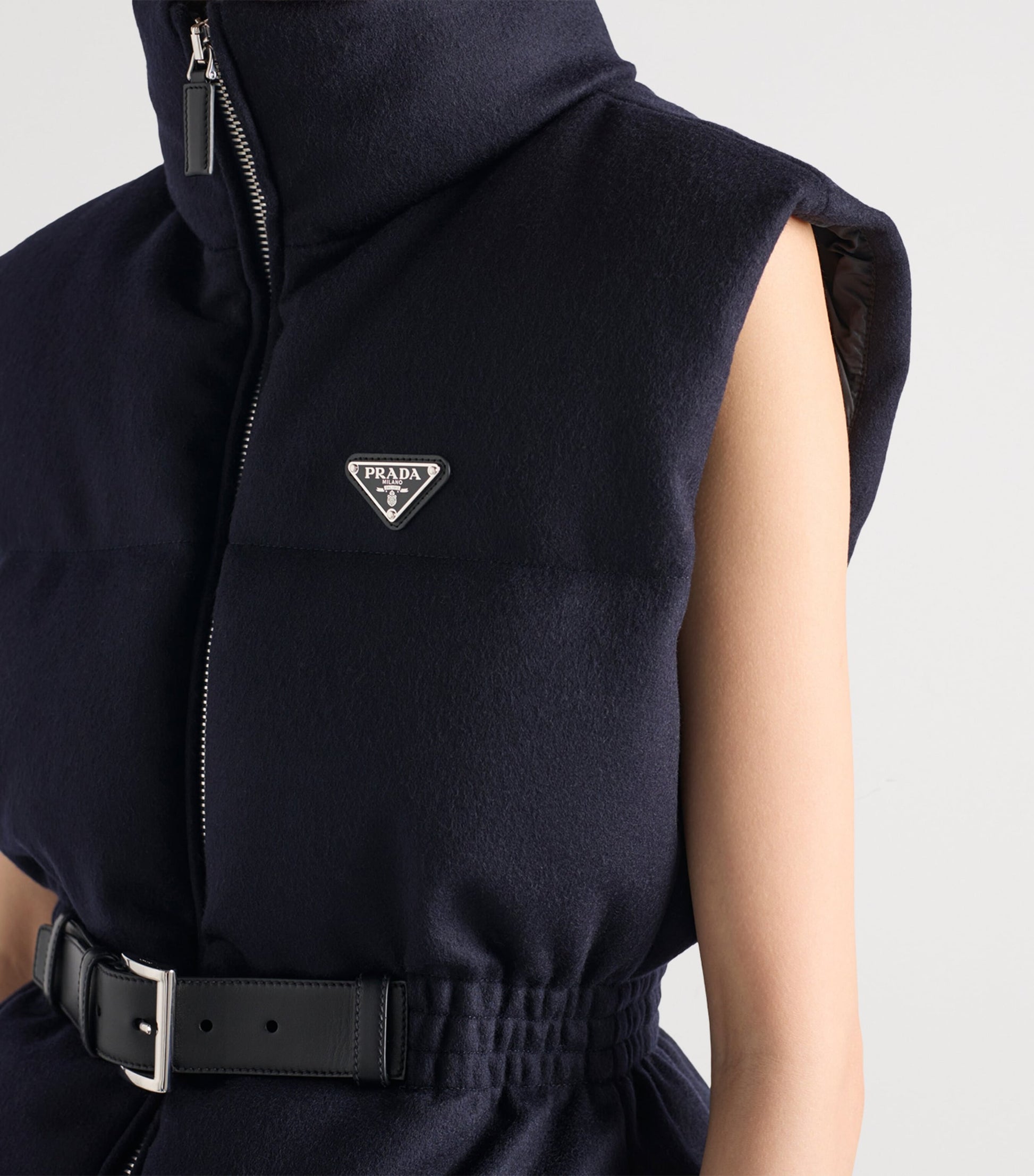 Prada Blue Wool Loden Down Gilet