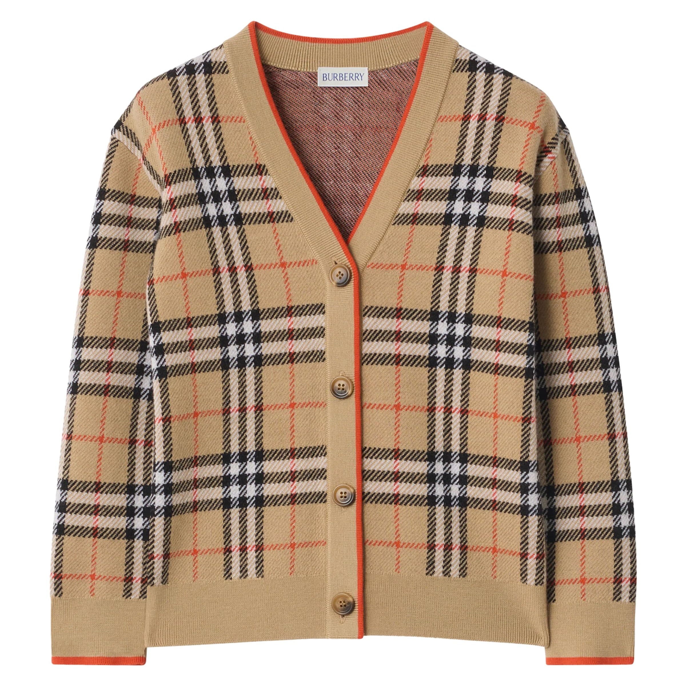 Burberry Kids Wool Check Cardigan (3-12 Years)